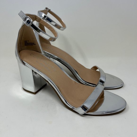 Coconuts by Matisse Shoes - Women's Coconuts by Matisse Alia Silver Metallic Ankle Strap Block Heels Size 9M